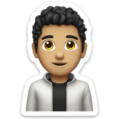 young white guy, black hair, science fiction sticker