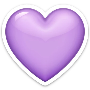 A light purple heart emoji that has the same shape as a normal heart emoji and light reflecting is from the tip of the heart and in straight shape sticker