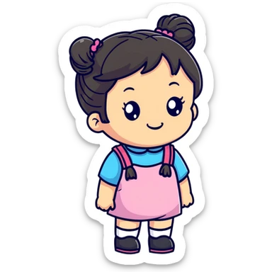 Cute little girl with pigtails sticker