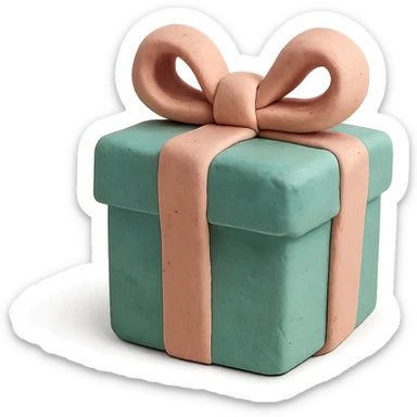 claymation style 3D gift box with pastel colors sticker