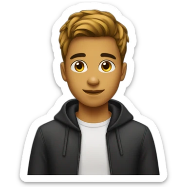 Adolescent garçon cheveux noirs court lisse sticker