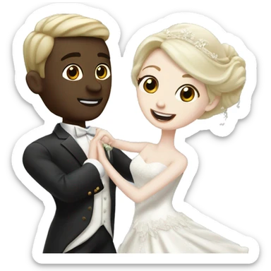 Pale skin Bride and pale skin groom dance sticker
