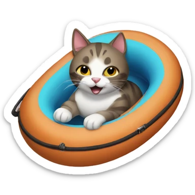 cat going tubing sticker