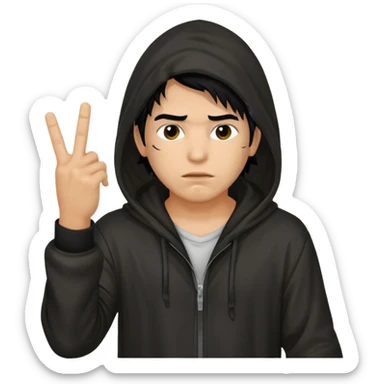 Moreno greñudo con capucha cuba la cara para el dedo del medio hombre pelo negro sticker