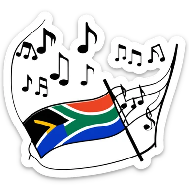 South African flag with musical notes sticker