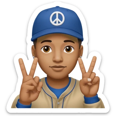 Hiphopper with baseball cap doing a peace sign with his fingers sticker