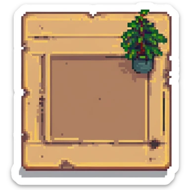 wooden board pixel art style, no background sticker