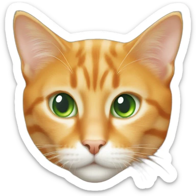 Orange cat with green eyes and white spot at forehead sticker