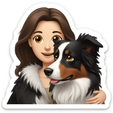 black border collie and woman with long brown hair sticker