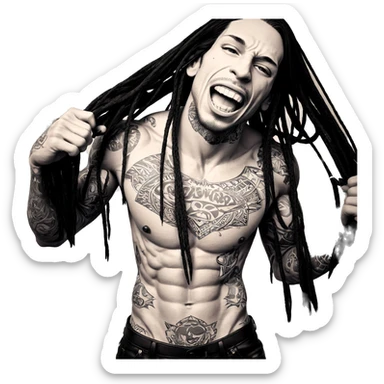 monochrome tattooed topless male sticker