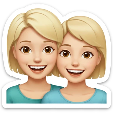 Due bellissime ragazze una bionda con i capelli corti altra con i capelli bruni corti ridono  sticker