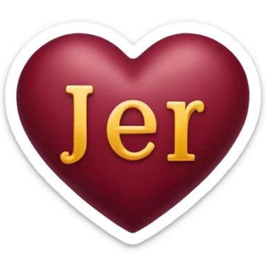 Burgundy heart with the letters Jer in the middle  sticker