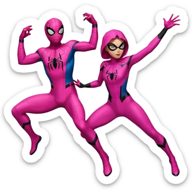 spider man and spider women pink sticker