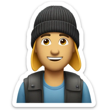 Guy wearing a beanie who drivers a semi and never updates his phone because it’s the hip thing to do sticker