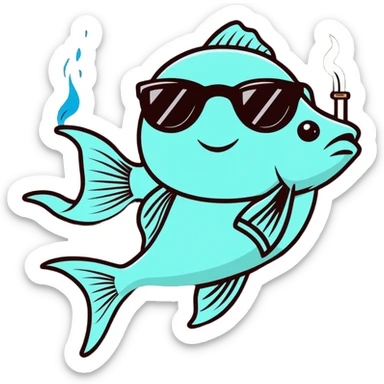 Fish smoking a blunt with sunglasses  sticker