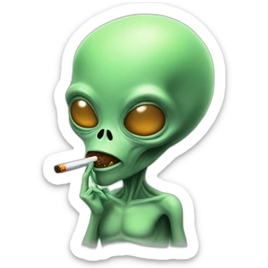 alien face smoking sticker