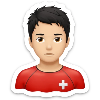 Lifeguard Teenager with Black messy hair swimming to save someone sticker