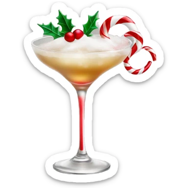 Elegant Christmas cocktail with candy cane garnish  sticker