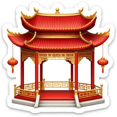 Small delicate Chinese pavilion sticker