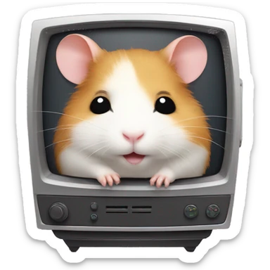 a cute hamster sleeping in a TV set with antennae. sticker