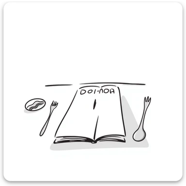 Closed cookbook with a fork and spoon symbol on the cover – collection of recipes sticker