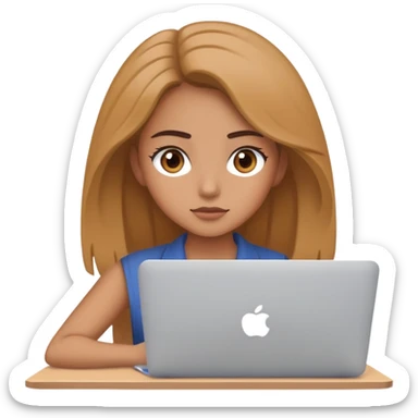 a hardworking girl works in front of Macbook sticker
