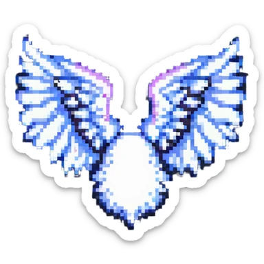 pixel art style angel wing, simple and iconic sticker