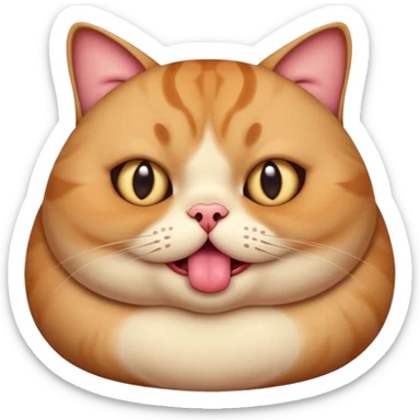 fat obese cat with giant eyes and giant tongue out sticker