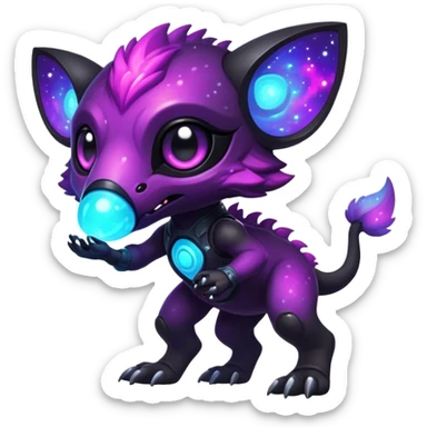 Epic Edgy Cute Vibrant Dark Nebula Modern Vernid-Protogen-creature-animal, full body sticker
