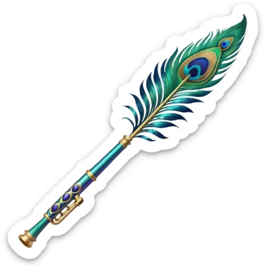 Peacock feather flute sticker
