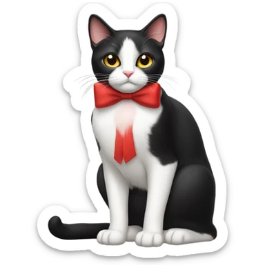 Tuxedo cat with red bow  sticker