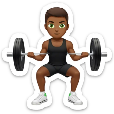 tanned guy green eyes black clothes white converse shoes clean and jerk exercise sticker