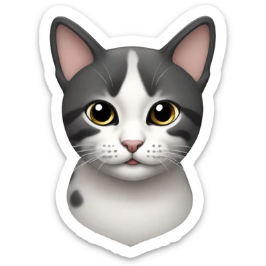 Gato color blanco con manchas negras en el rostro sticker
