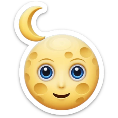 dizzy moon with spiral eyes and spinning stars sticker