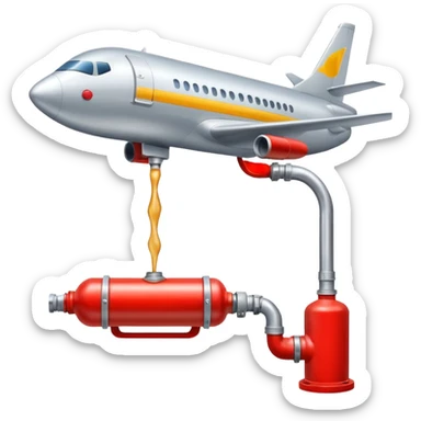 Airplane wing fuel tank being filled with jet fuel from hydrant sticker