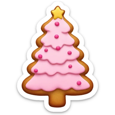 Pink Christmas tree ginger cookie sticker