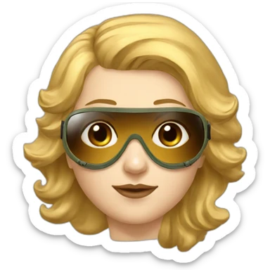 Soviet female pilot golden hair blue ayes Brown goggles sticker