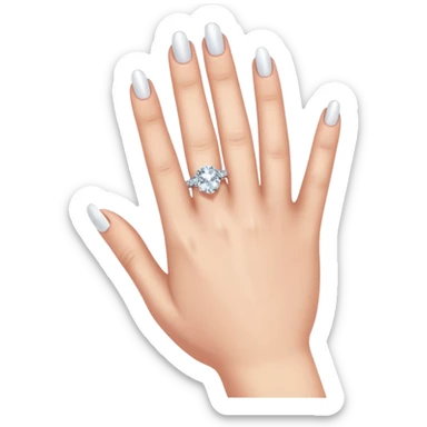 LEFT hand with diamond ring on ring finger (second finger from the pinkie) sticker