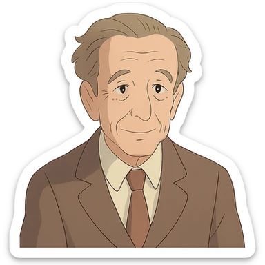 Merleau-Ponty in Ghibli style, soft colors sticker