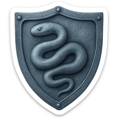 Recolor this shield to match the blueish-gray steel color and ornate engravings of the reference helmet. Emphasize the cool metallic finish and detailed engravings, matching the helmet exactly. Transparent background. sticker