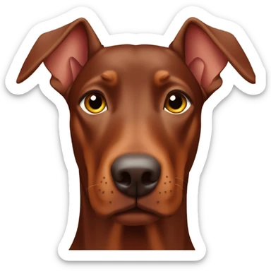 Red Doberman without cropped ears face facing front happy eyes sticker