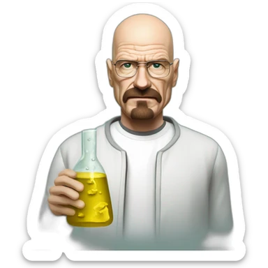 ator principal de breaking bad com uma garrafa de quimica na mão sticker