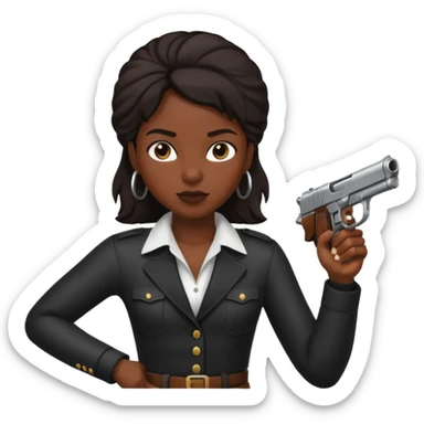 Dark skin black woman pointing gun sticker