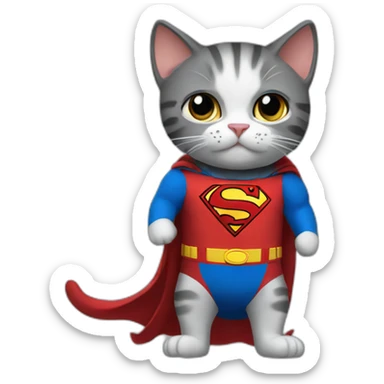 cat in a superman costume sticker