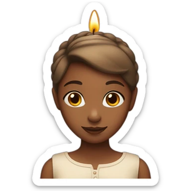 A girl with a candle on her head sticker