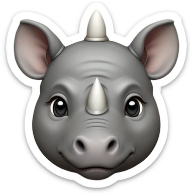 cinematic-noble-baby-rhinoceros-portrait-emoji,slate-grey-hide--poised-and-regal,-with-a-massive,-powerful-build-and-a-thick,-deep-set-soulful-piercing-eyes,-simplified-yet-sharp-and-sophisticated-features,-highly-detailed,-large-black-eyes, zoomed out showing shoulders sticker