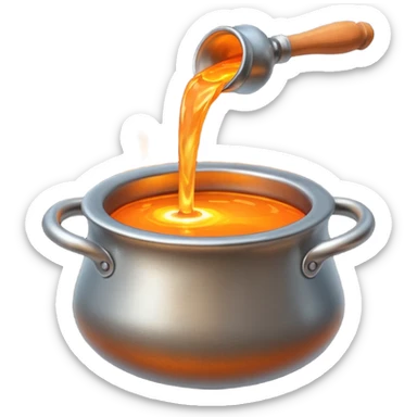 The crucible pours out metal. sticker