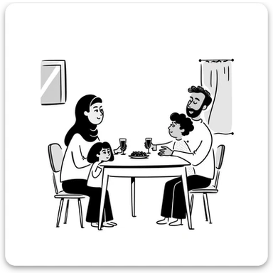 Muslim family waking up for early morning meal during Ramadan sticker