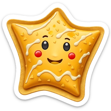 a triangular nacho chip with cheese drizzle sticker