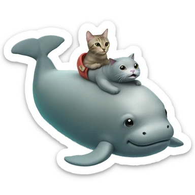 cat riding a manatee sticker